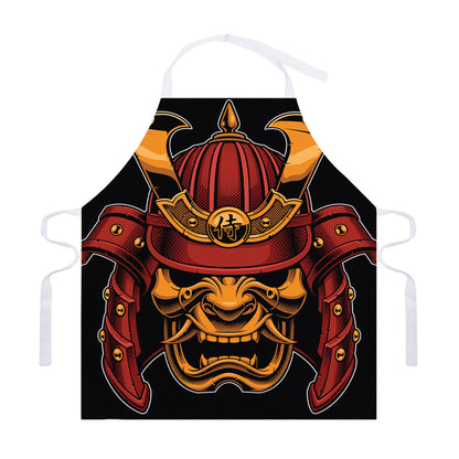 Japanese Samurai Warrior Mask Print Adjustable Apron
