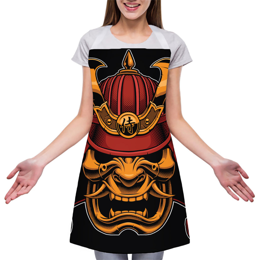 Japanese Samurai Warrior Mask Print Adjustable Apron