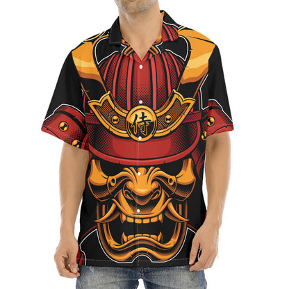 Japanese Samurai Warrior Mask Print Aloha Shirt