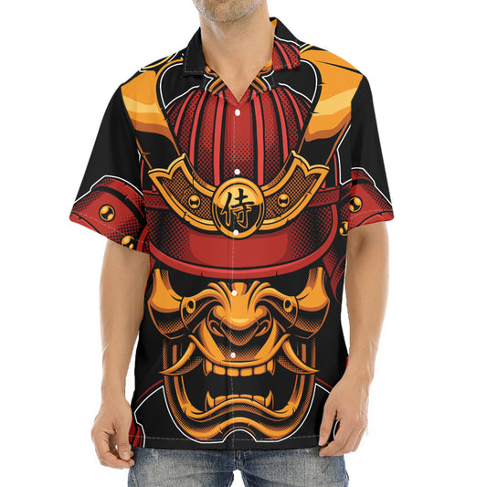 Japanese Samurai Warrior Mask Print Aloha Shirt