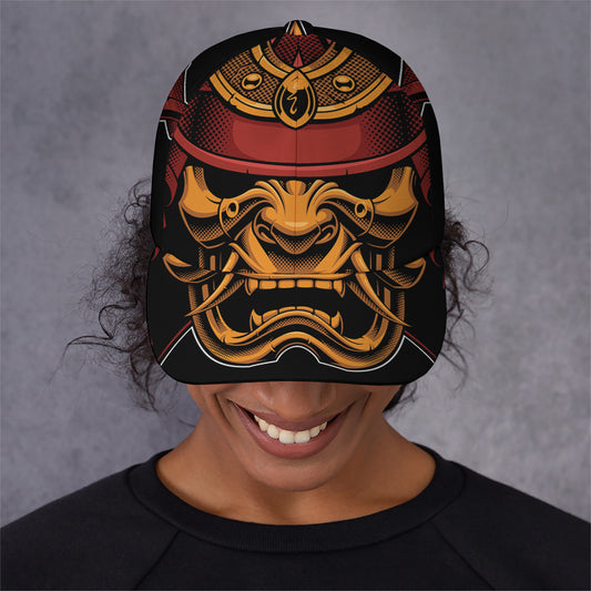 Japanese Samurai Warrior Mask Print Baseball Cap