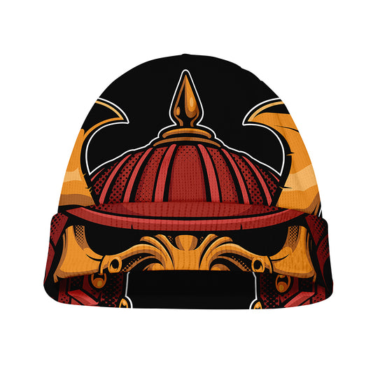 Japanese Samurai Warrior Mask Print Beanie