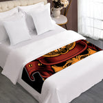 Japanese Samurai Warrior Mask Print Bed Runner