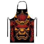 Japanese Samurai Warrior Mask Print Bib Apron With Pocket