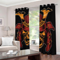 Japanese Samurai Warrior Mask Print Dimout Grommet Curtains