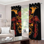 Japanese Samurai Warrior Mask Print Blackout Grommet Curtains