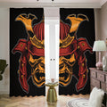 Japanese Samurai Warrior Mask Print Dimout Pencil Pleat Curtains