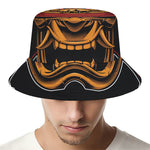 Japanese Samurai Warrior Mask Print Bucket Hat