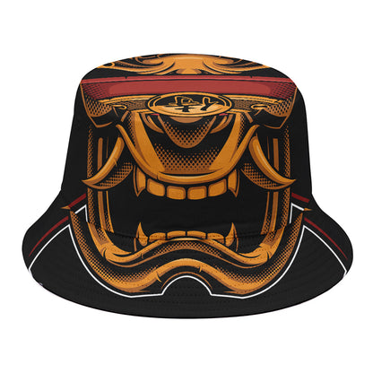 Japanese Samurai Warrior Mask Print Bucket Hat