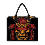 Japanese Samurai Warrior Mask Print Canvas Tote Bag