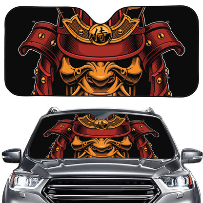 Japanese Samurai Warrior Mask Print Car Windshield Sun Shade