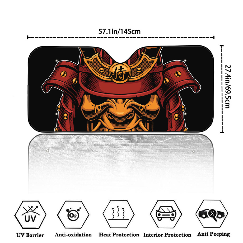 Japanese Samurai Warrior Mask Print Car Windshield Sun Shade
