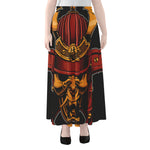 Japanese Samurai Warrior Mask Print Chiffon Maxi Skirt