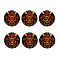 Japanese Samurai Warrior Mask Print Coaster Set