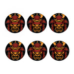 Japanese Samurai Warrior Mask Print Coaster Set