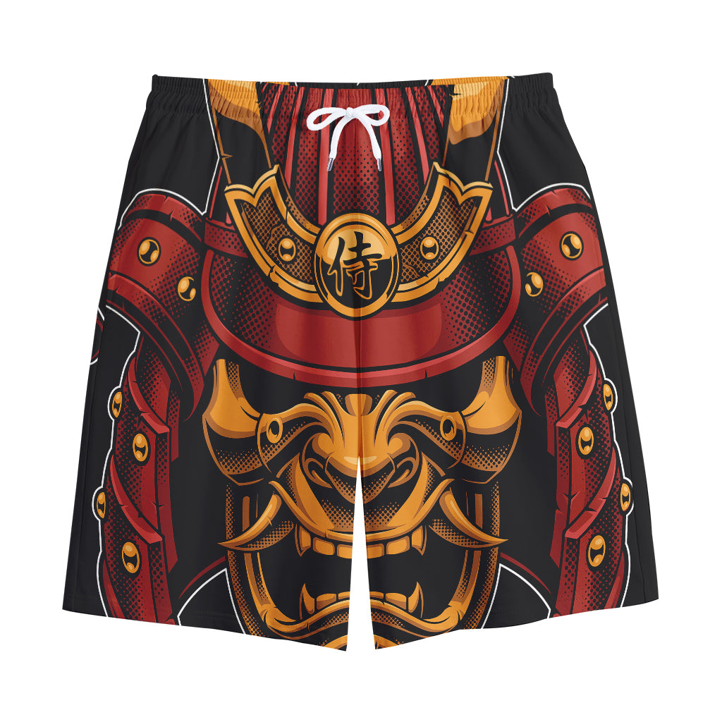 Japanese Samurai Warrior Mask Print Cotton Shorts