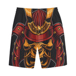 Japanese Samurai Warrior Mask Print Cotton Shorts
