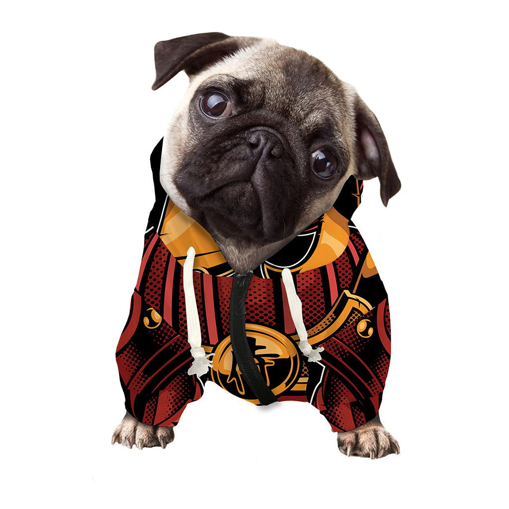 Japanese Samurai Warrior Mask Print Dog Zip Up Hoodie