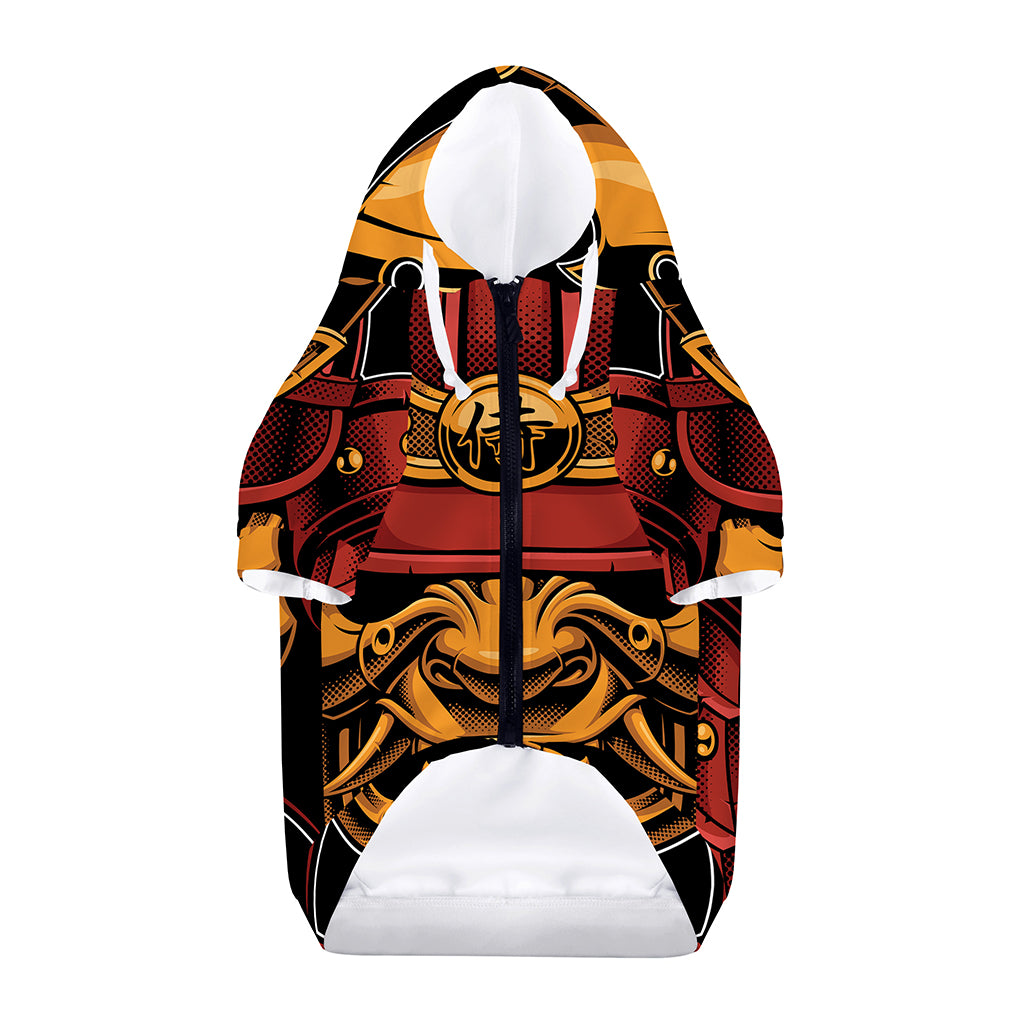 Japanese Samurai Warrior Mask Print Dog Zip Up Hoodie