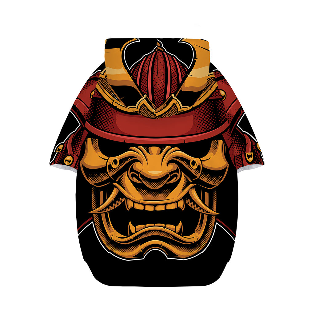 Japanese Samurai Warrior Mask Print Dog Zip Up Hoodie