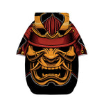 Japanese Samurai Warrior Mask Print Dog Zip Up Hoodie