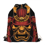 Japanese Samurai Warrior Mask Print Drawstring Bag