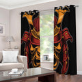 Japanese Samurai Warrior Mask Print Extra Wide Grommet Curtains