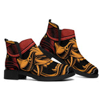 Japanese Samurai Warrior Mask Print Flat Ankle Boots