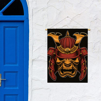Japanese Samurai Warrior Mask Print Garden Flag