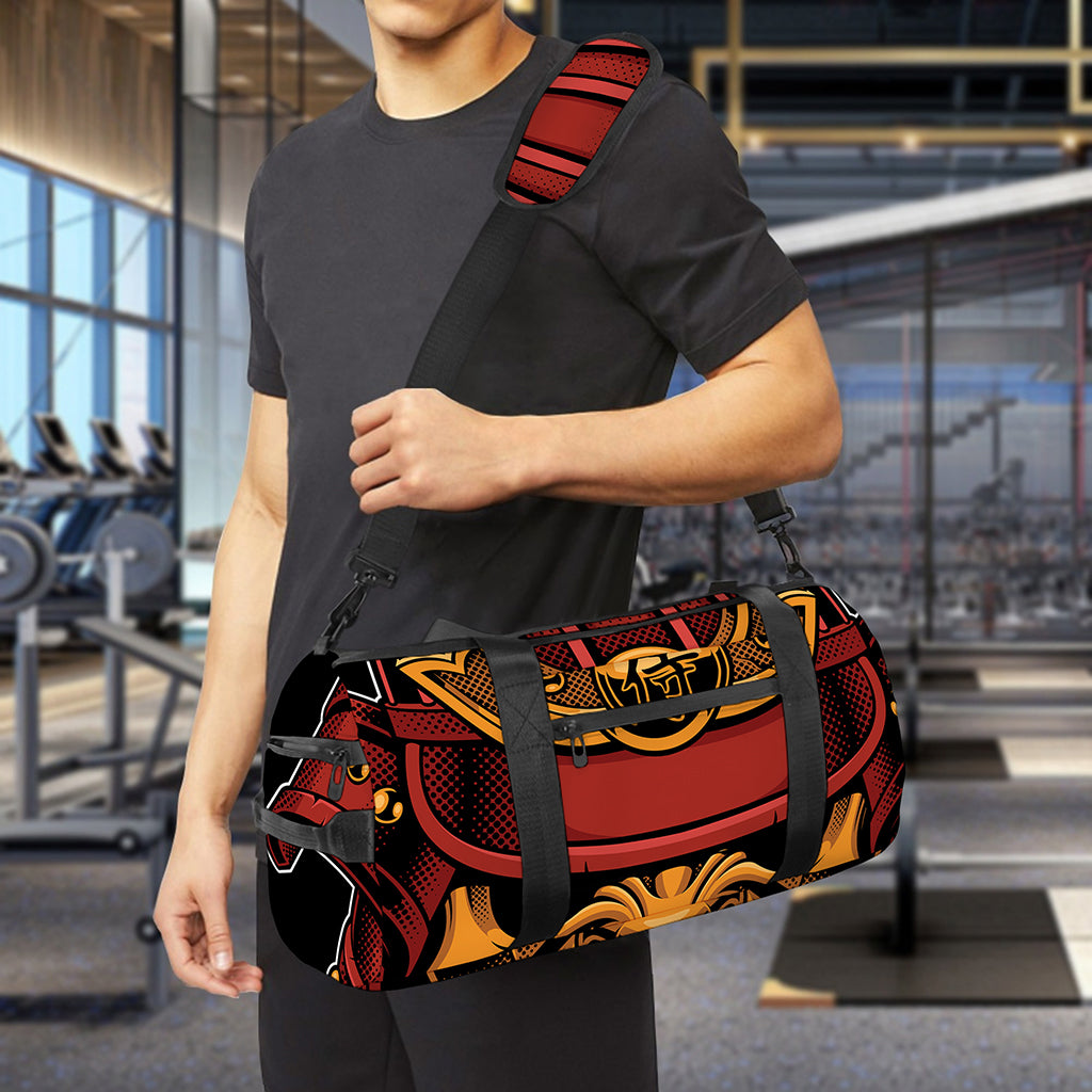 Japanese Samurai Warrior Mask Print Gym Bag