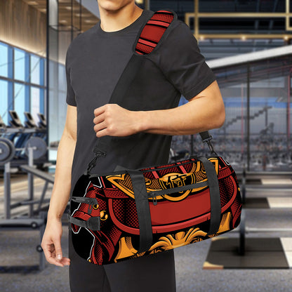 Japanese Samurai Warrior Mask Print Gym Bag
