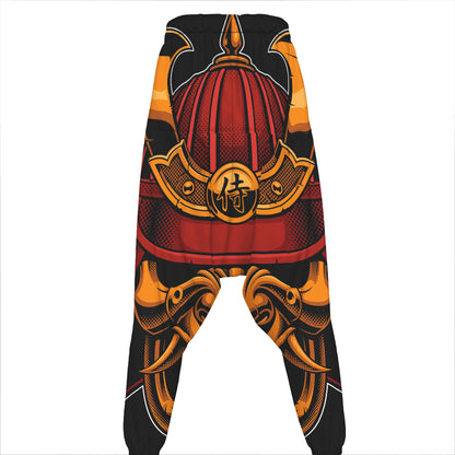 Japanese Samurai Warrior Mask Print Hammer Pants