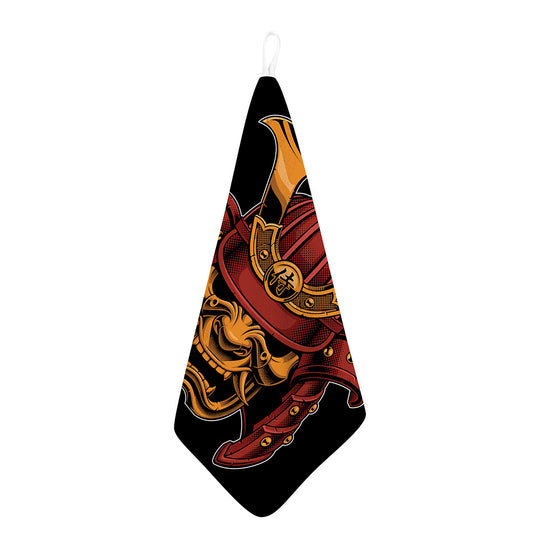 Japanese Samurai Warrior Mask Print Hand Towel