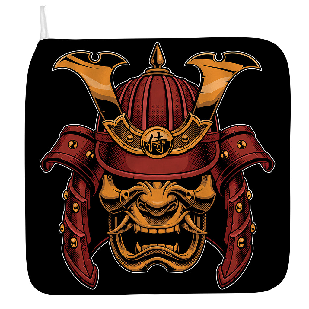 Japanese Samurai Warrior Mask Print Hand Towel