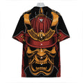 Japanese Samurai Warrior Mask Print Hawaiian Shirt