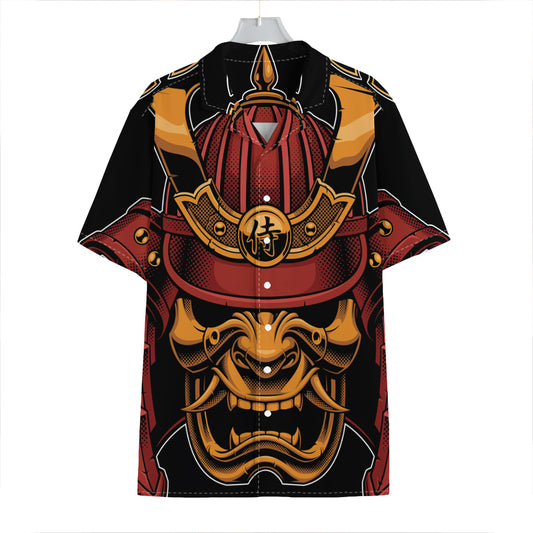 Japanese Samurai Warrior Mask Print Hawaiian Shirt