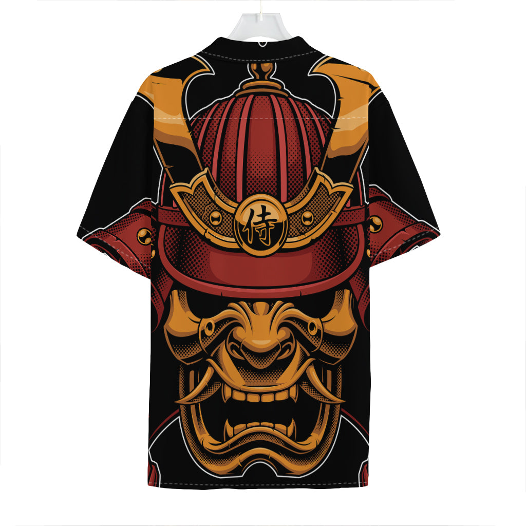 Japanese Samurai Warrior Mask Print Hawaiian Shirt
