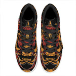 Japanese Samurai Warrior Mask Print High Top Leather Sneakers