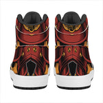 Japanese Samurai Warrior Mask Print High Top Leather Sneakers