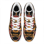 Japanese Samurai Warrior Mask Print High Top Leather Sneakers
