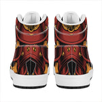 Japanese Samurai Warrior Mask Print High Top Leather Sneakers