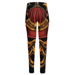 Japanese Samurai Warrior Mask Print High-Waisted Pocket Leggings