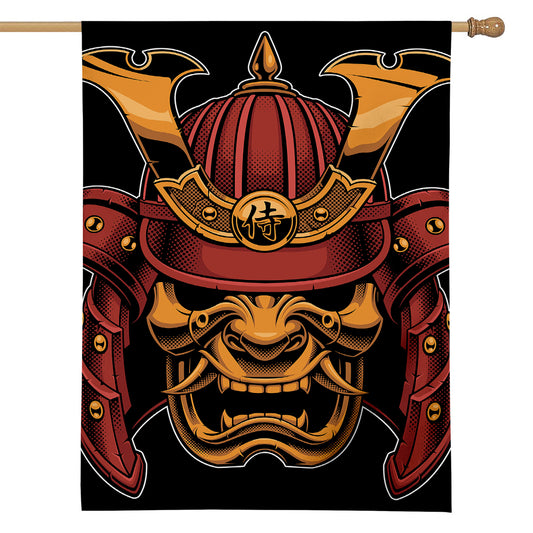 Japanese Samurai Warrior Mask Print House Flag