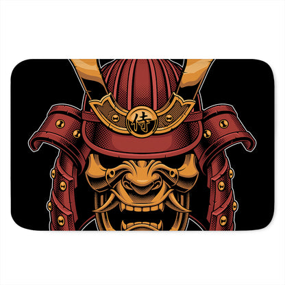Japanese Samurai Warrior Mask Print Indoor Door Mat