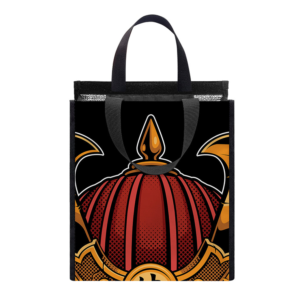Japanese Samurai Warrior Mask Print Insulated Lunch Tote