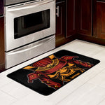 Japanese Samurai Warrior Mask Print Kitchen Mat