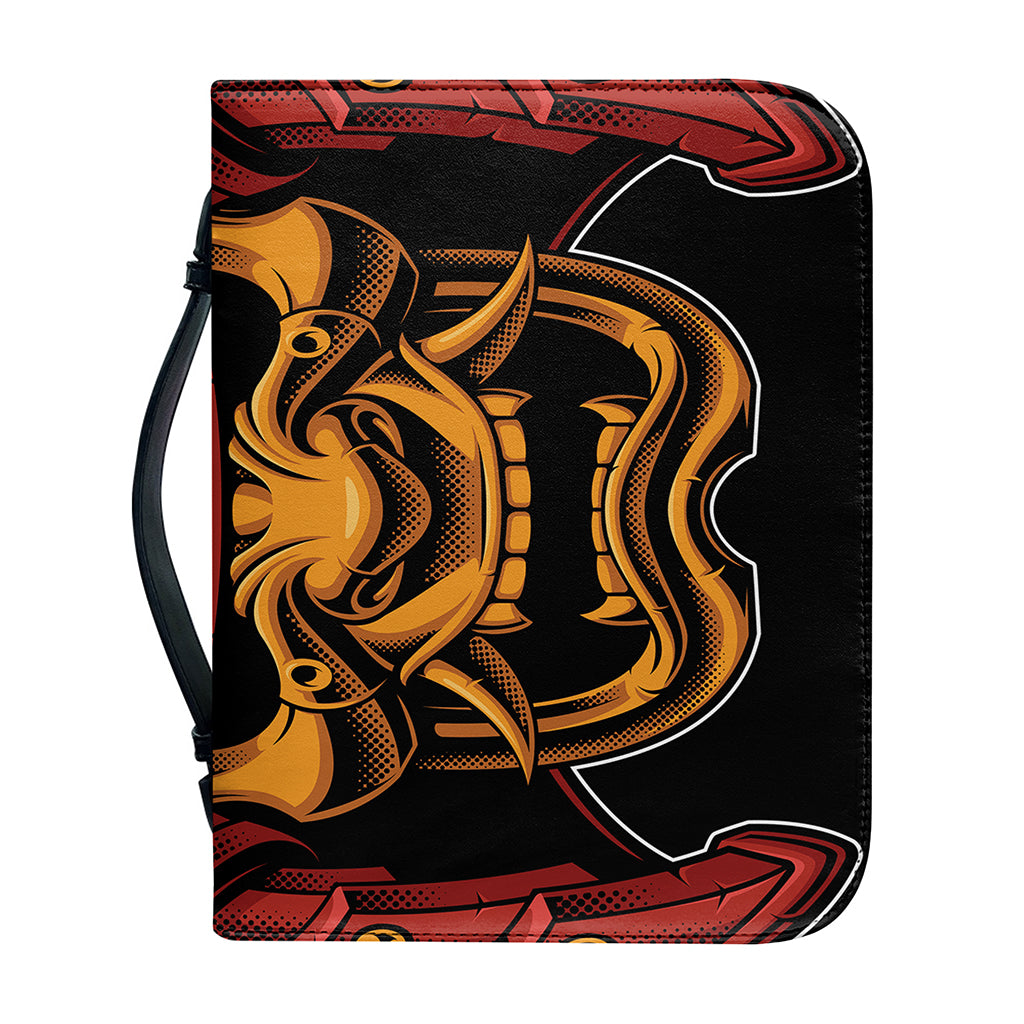 Japanese Samurai Warrior Mask Print Leather Bible Cover