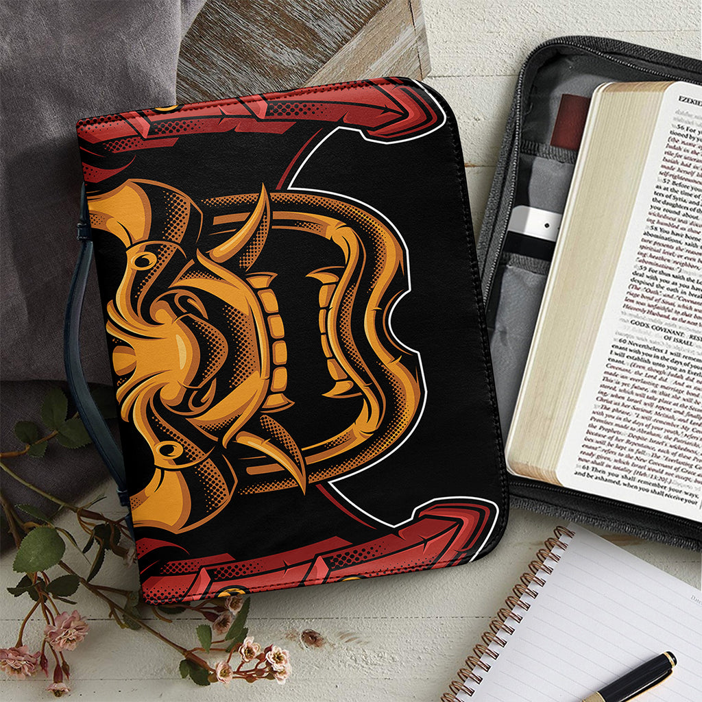 Japanese Samurai Warrior Mask Print Leather Bible Cover