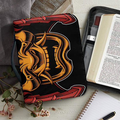 Japanese Samurai Warrior Mask Print Leather Bible Cover