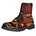 Japanese Samurai Warrior Mask Print Lace-Up Boots